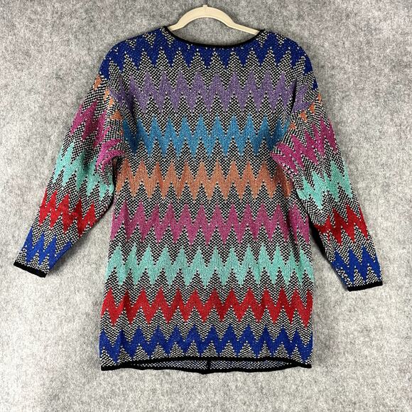 VTG French Rags Cardigan Sweater Womens 1 Small Chunky Chevron Artsy USA - Picture 8 of 12